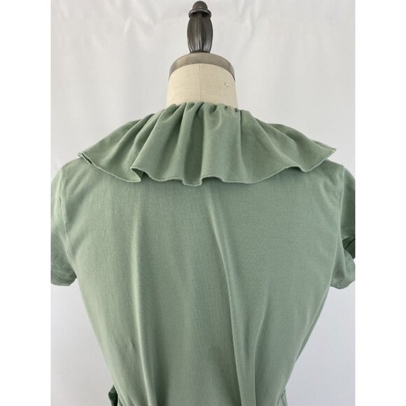 Matilda Jane Light as Air Wrap Dress Green Ruffle Trim Short Sleeve Size Small - Picture 5 of 7